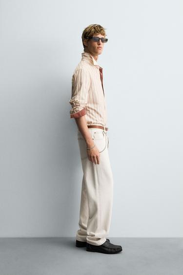 STRIPED TEXTURED SHIRT - Oyster-white by Zara - Image 3