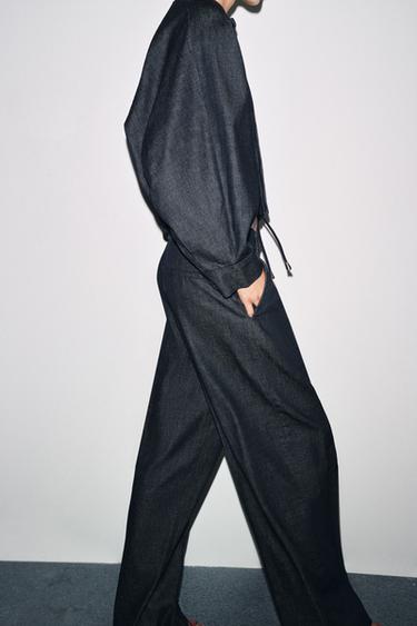 ZW COLLECTION DENIM TROUSERS WITH DARTS - Blue by Zara - Image 4