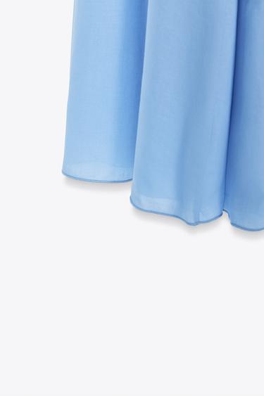 ZW COLLECTION FLARED COTTON SKIRT - Light blue by Zara - Image 6