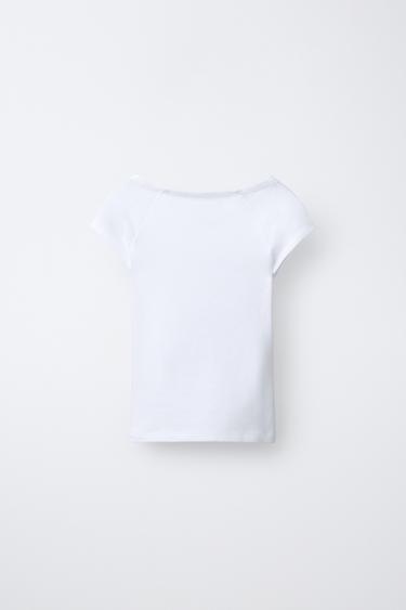 T-SHIRT UNI AVEC MODAL - Blanc de Zara - Image 1