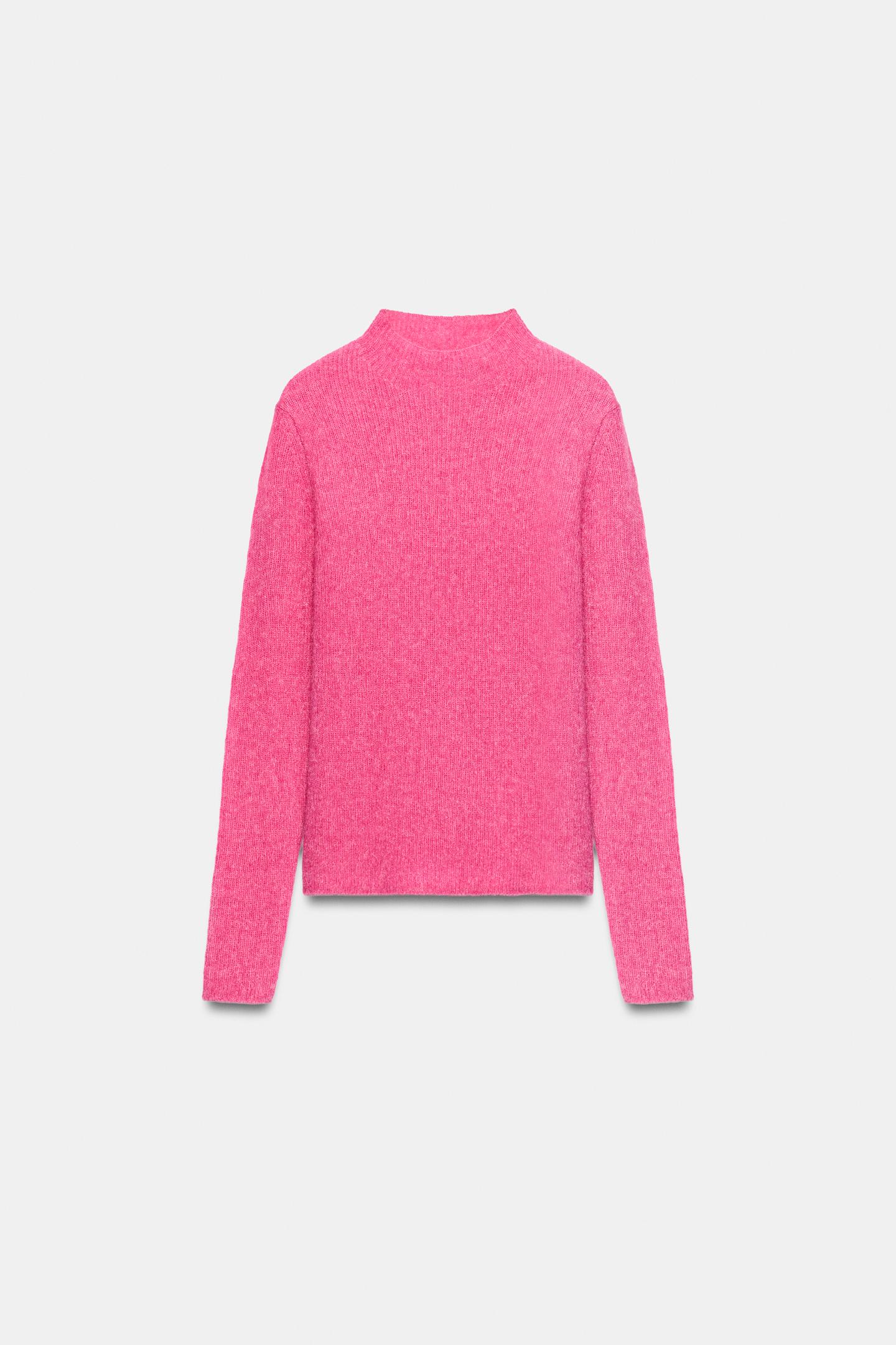 Женский свитер Zara Ribbed Knit, цвет: Фуксия — фото 5