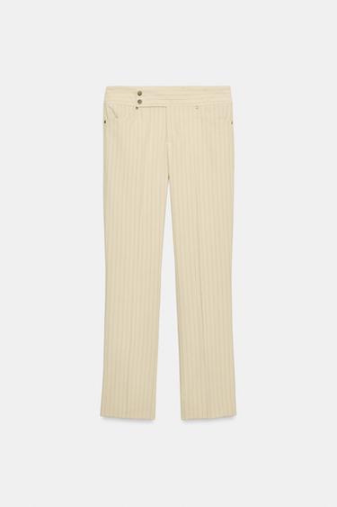 PINSTRIPE STRAIGHT-LEG TROUSERS - Sand by Zara - Image 0