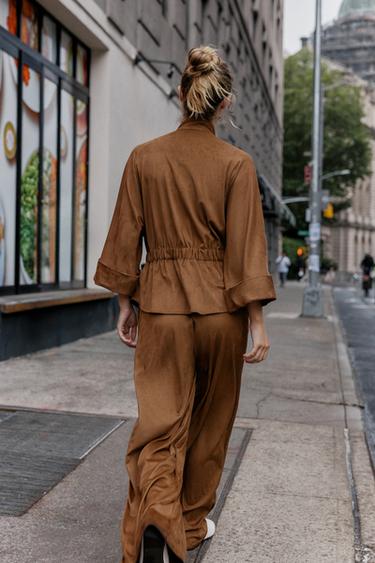 CHEMISE SAFARI EFFET DAIM - Marron clair de Zara - Image 3