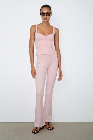 INTERLOCK FLARE TROUSERS - Pink by Zara