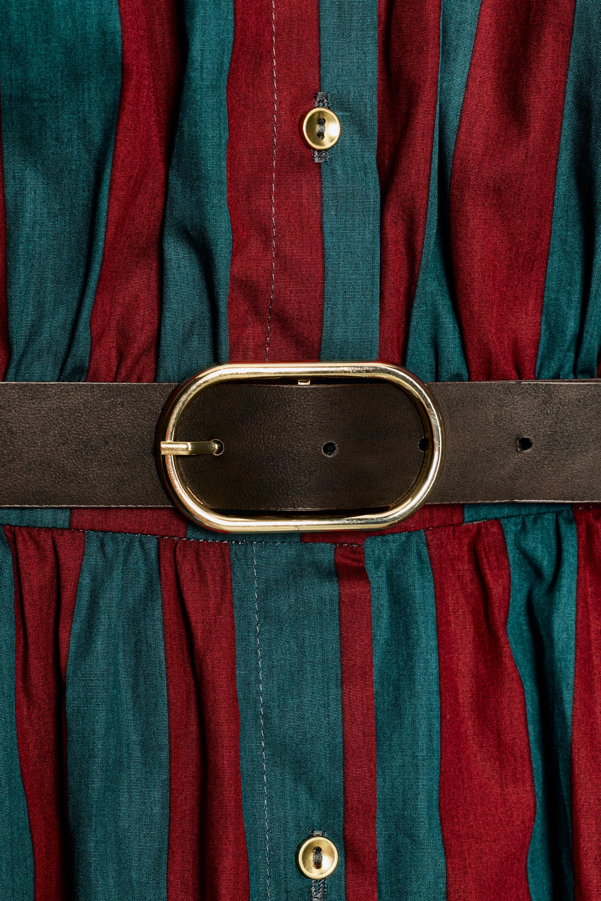 STRIPED MIDI SHIRT DRESS WITH BELT thumbnail 8