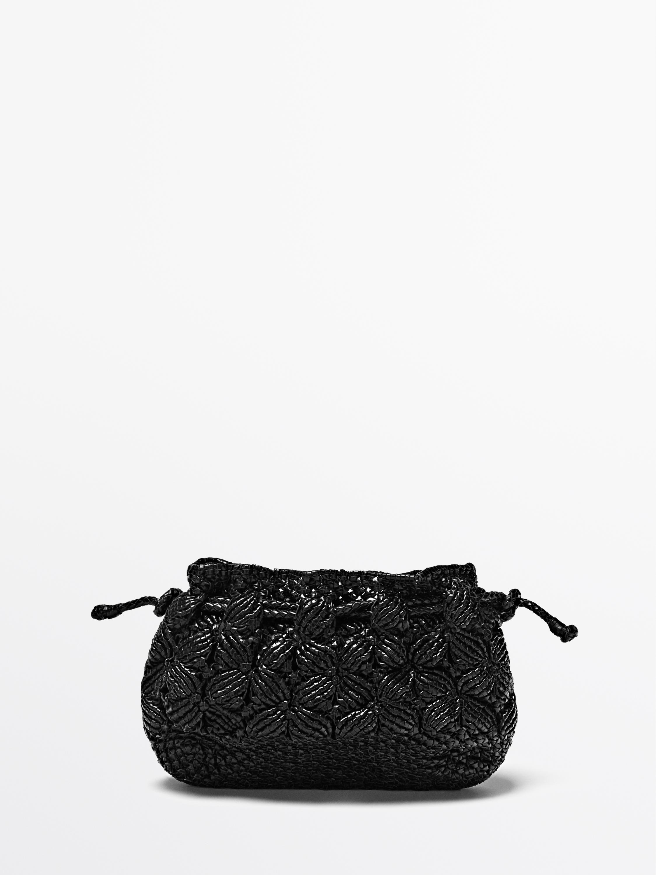 Nappa leather macramé pouch bag