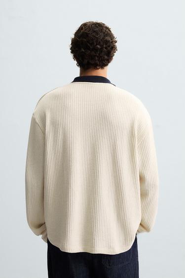 TEXTURED SWEATSHIRT WITH DRAWSTRING - Ecru by Zara - Image 2