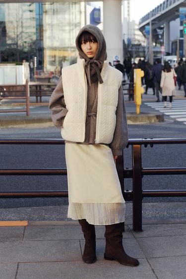 コードディテールニットセーターグレーZaraのコードディテールニットセーター - グレー