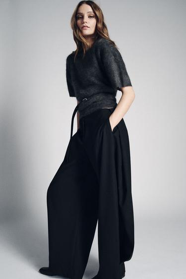 PANTALÓN RAYA DIPLOMÁTICA WIDE LEG ZW COLLECTION - Negro de Zara