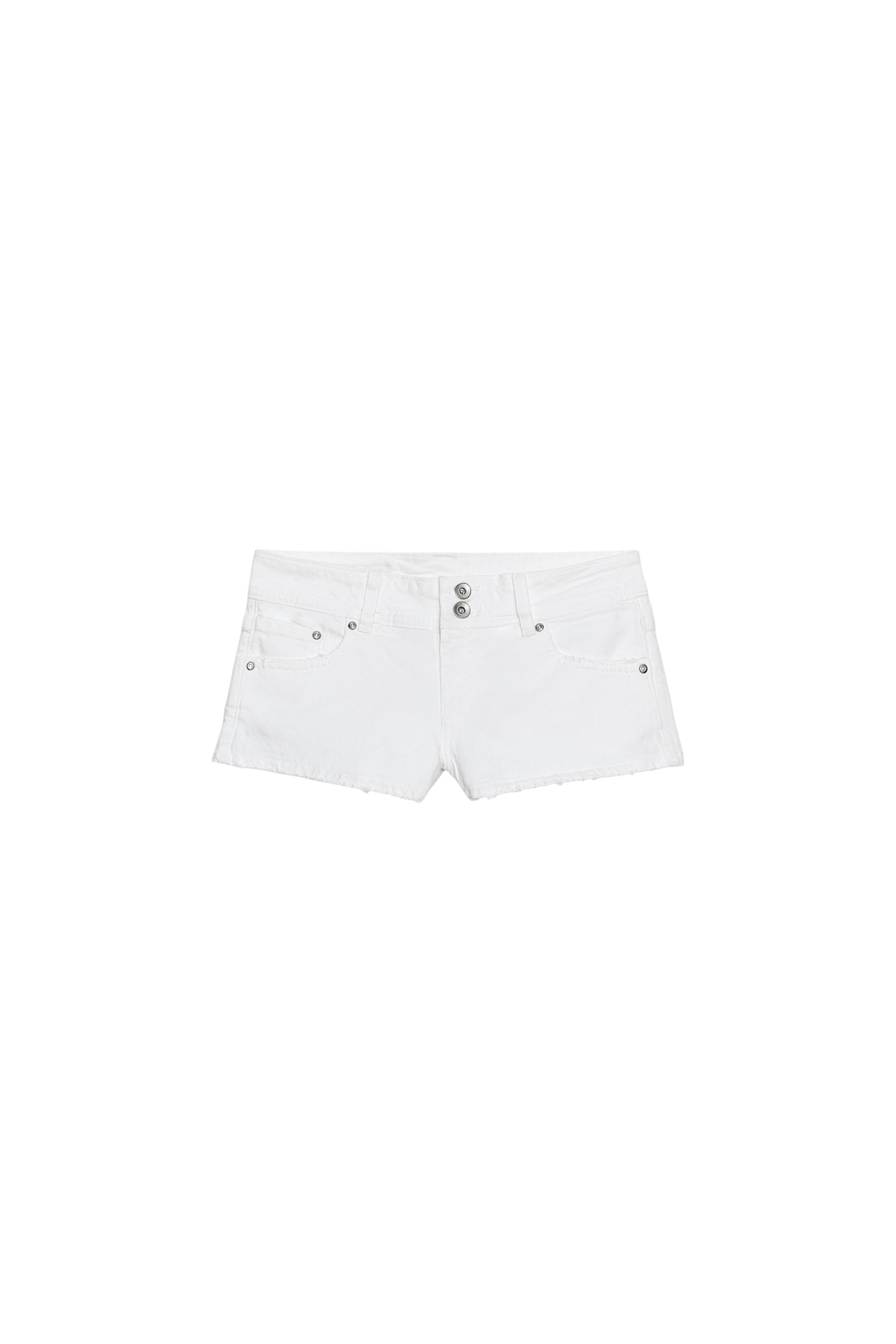 TRF LOW-RISE DENIM MINI SHORTS - White | ZARA United States