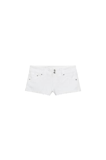 SHORTS MINI DENIM TRF TIRO BAJO - Blanco de Zara