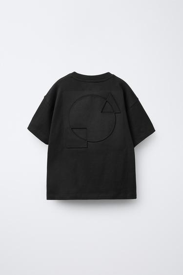 T-SHIRT WITH RAISED SLOGAN - Black by Zara - Image 1