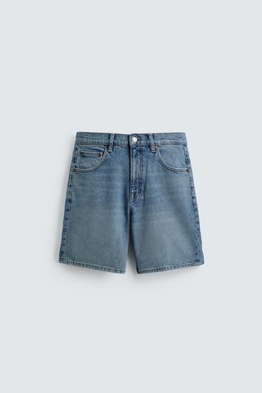 REGULAR FIT DENIM BERMUDA SHORTS - Mid-blue by Zara