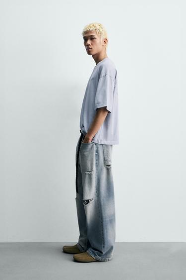 T-SHIRT COUPE BOXY PIÈCES BIMATIÈRE - Bleu clair de Zara - Image 3