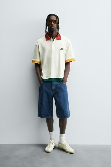 CONTRAST RELAXED FIT KNIT POLO SHIRT - Oyster-white by Zara - Image 0