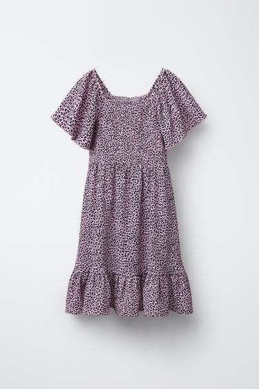 ANIMAL PRINT TEXTURED DRESS - Pink by Zara