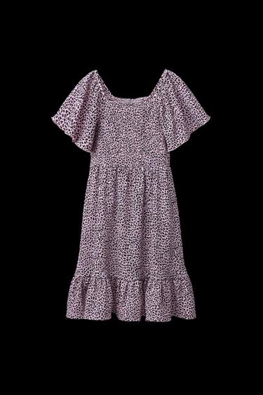 Zara ANIMAL PRINT TEXTURED DRESS - Pink - Image 0