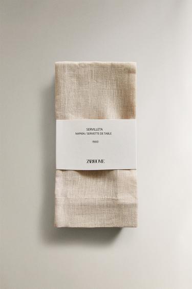 PACK SERVIETTES DE TABLE LIN DOUBLE TISSU (LOT DE 2) - Beige clair de Zara - Image 4