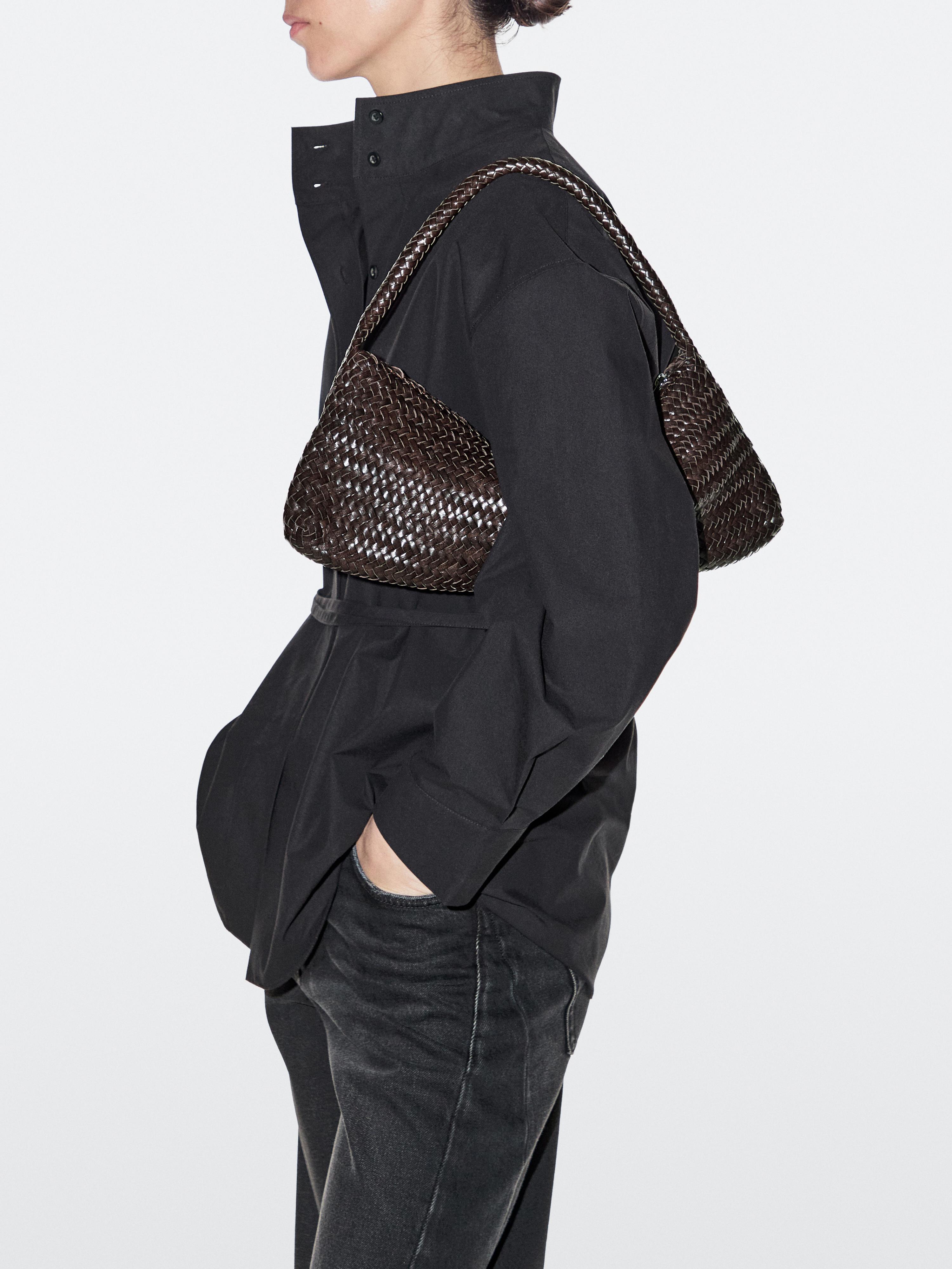 Nappa leather woven croissant bag