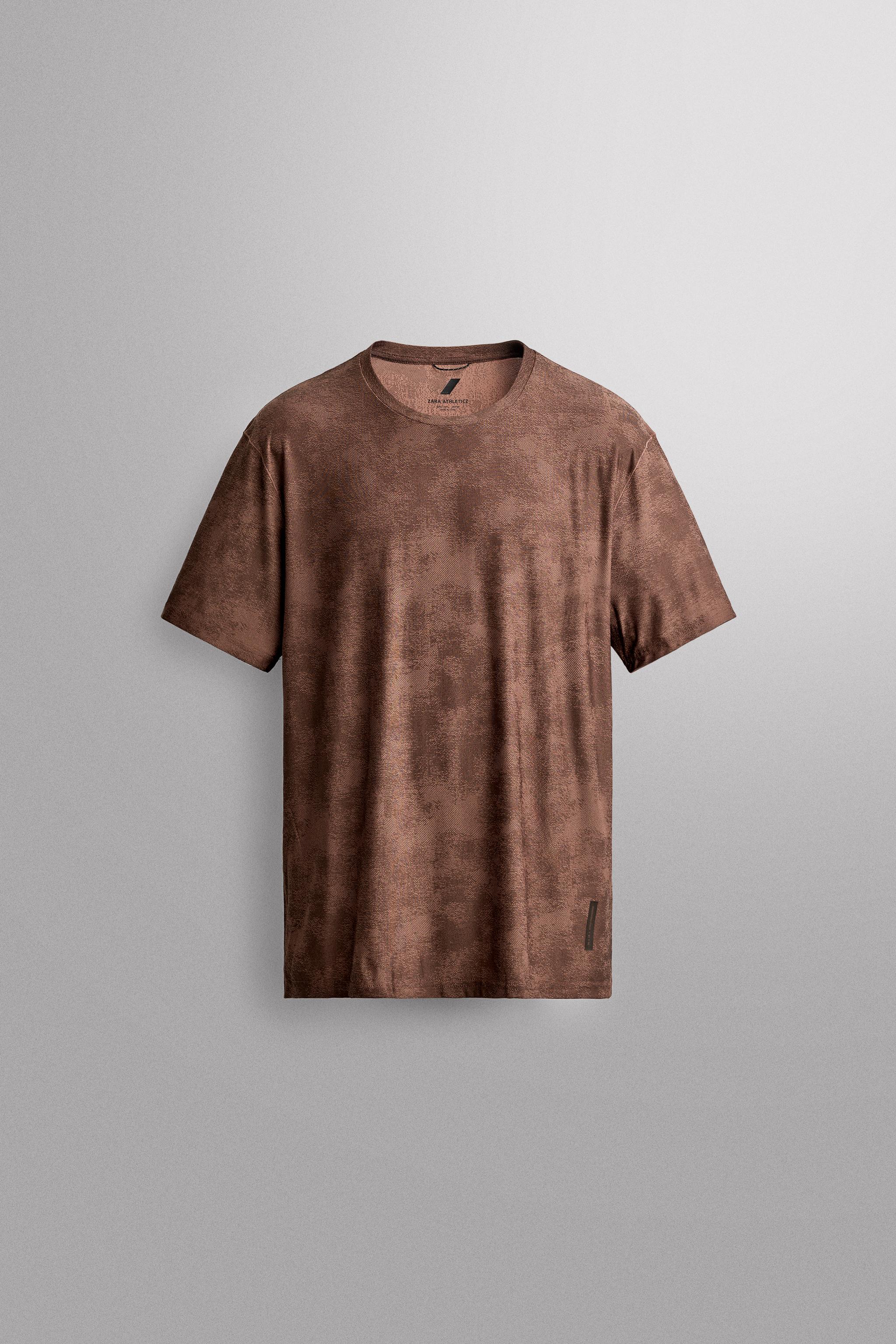 Zara KONTRAST TEKNİK JAKARLI KUMAŞ T-SHIRT görsel 5