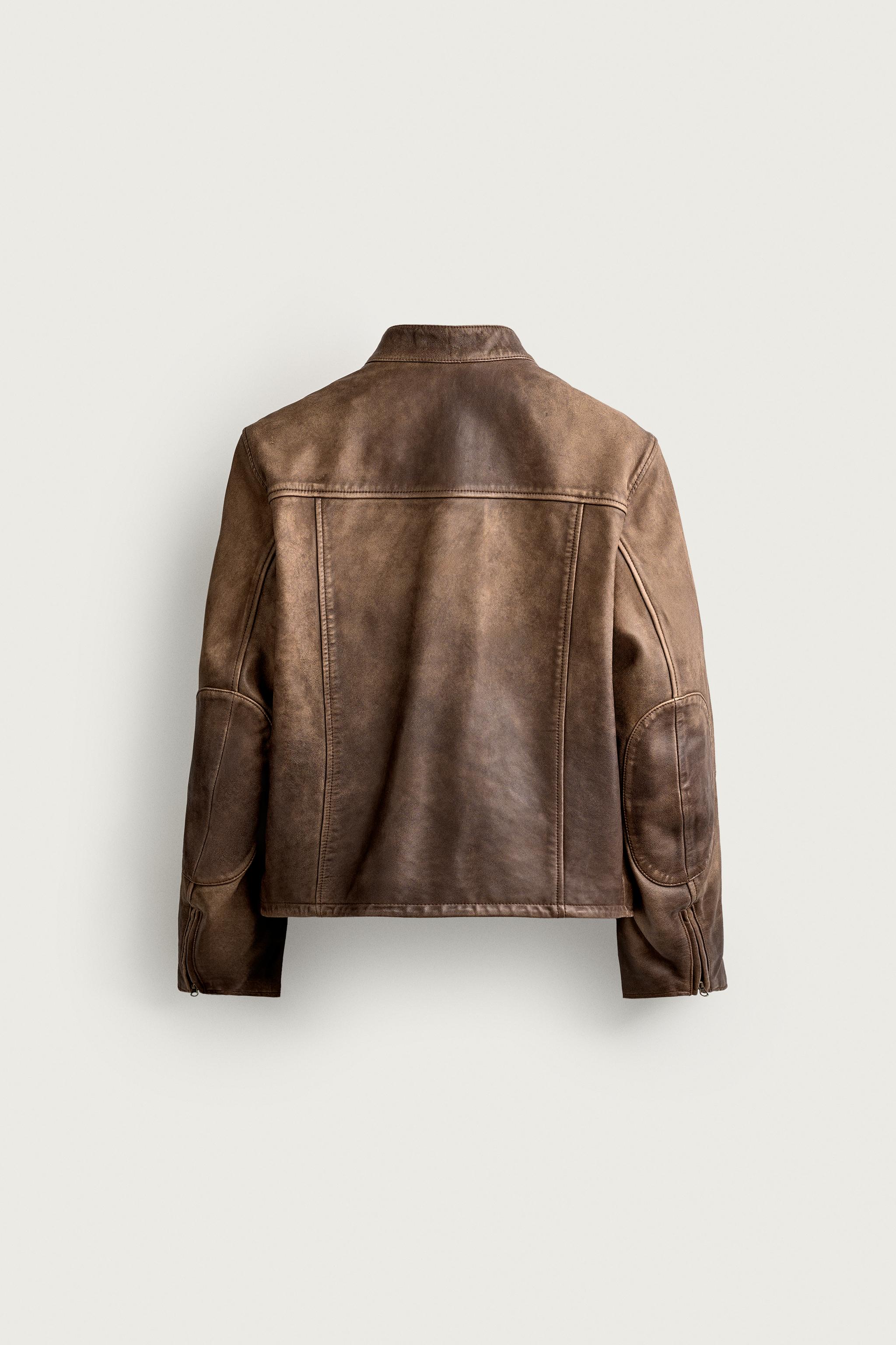 WASHED LEATHER BIKER JACKET