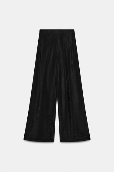 SEMI-SHEER WIDE-LEG TROUSERS - Black by Zara - Image 6