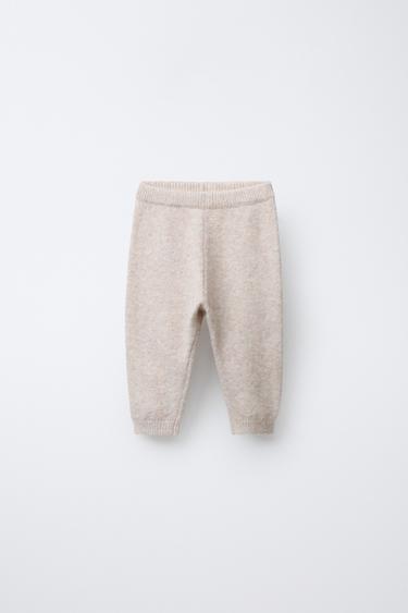 KNIT LEGGINGS WITH POCKET, LABEL AND HEDGEHOG PRINT - Light beige by Zara