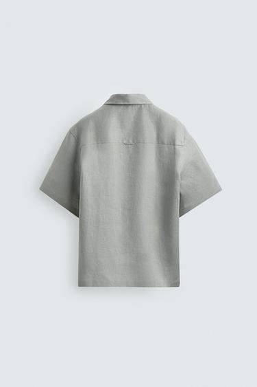 CHEMISE RELAXED FIT 100% LIN - Gris clair de Zara - Image 7