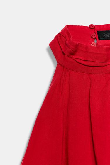 HALTER TOP WITH LINEN AND BOW BACK - Red by Zara - Image 8