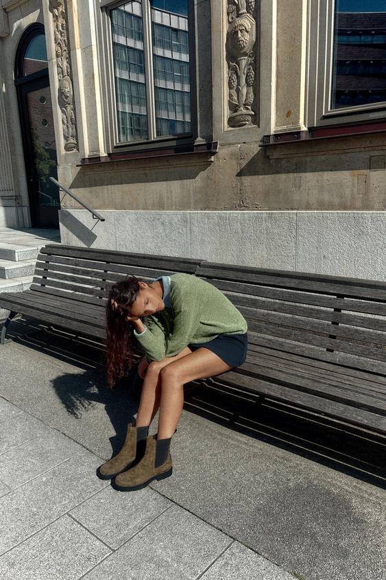 SUEDE LOW HEEL ANKLE BOOTS