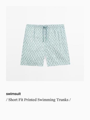 Zara Short fit printed swimming trunks - Blue / Gray