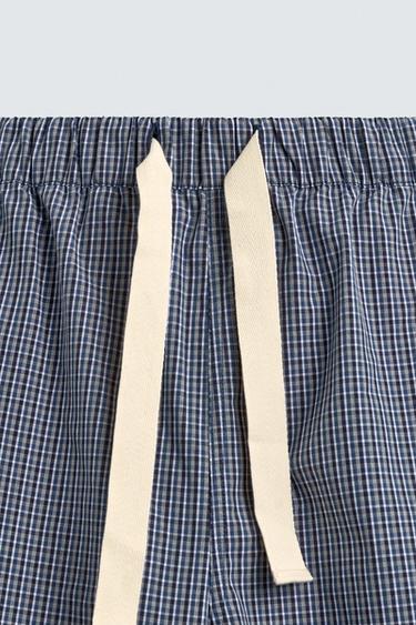 RELAXED FIT CHECK TROUSERS WITH PATCHES - Navy blue by Zara - Image 9