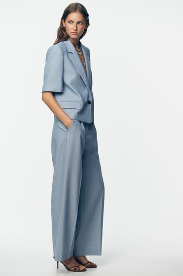 STRAIGHT-LEG TROUSERS WITH DARTS - Blue by Zara
