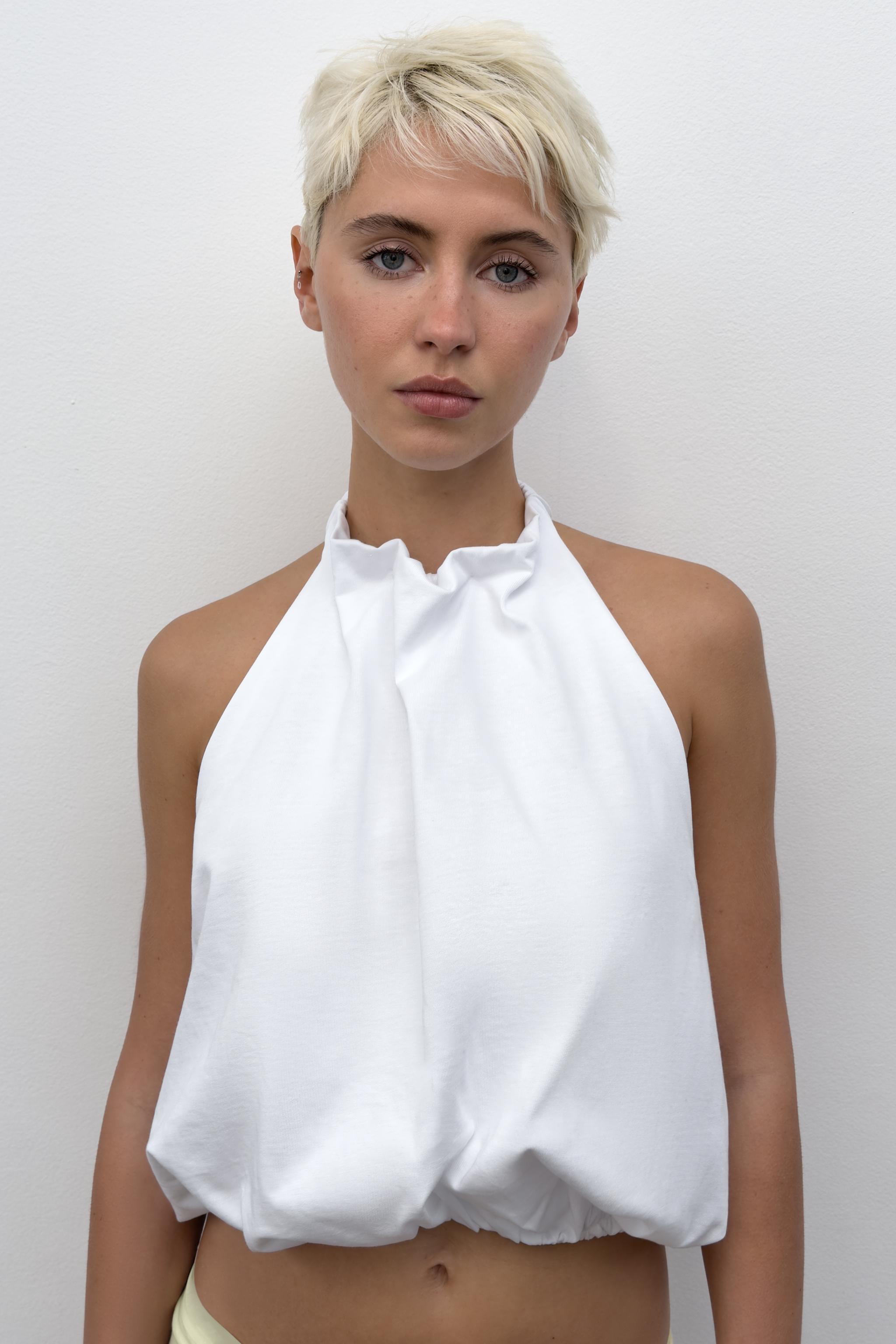 HEAVY COTTON BALLOON HALTER TOP