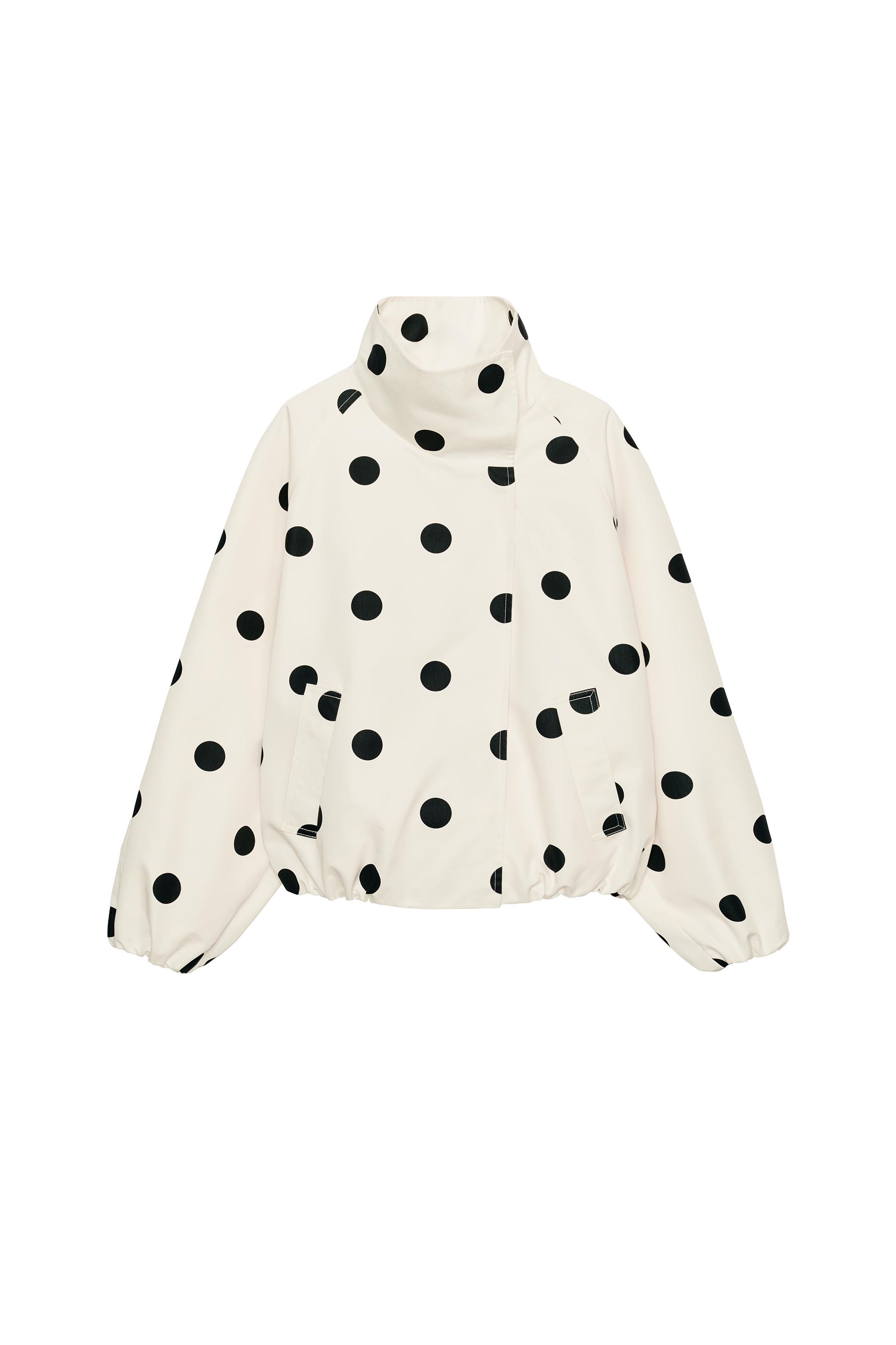 ドットプリントボンバージャケット - ホワイト | ZARA Japan / 日本