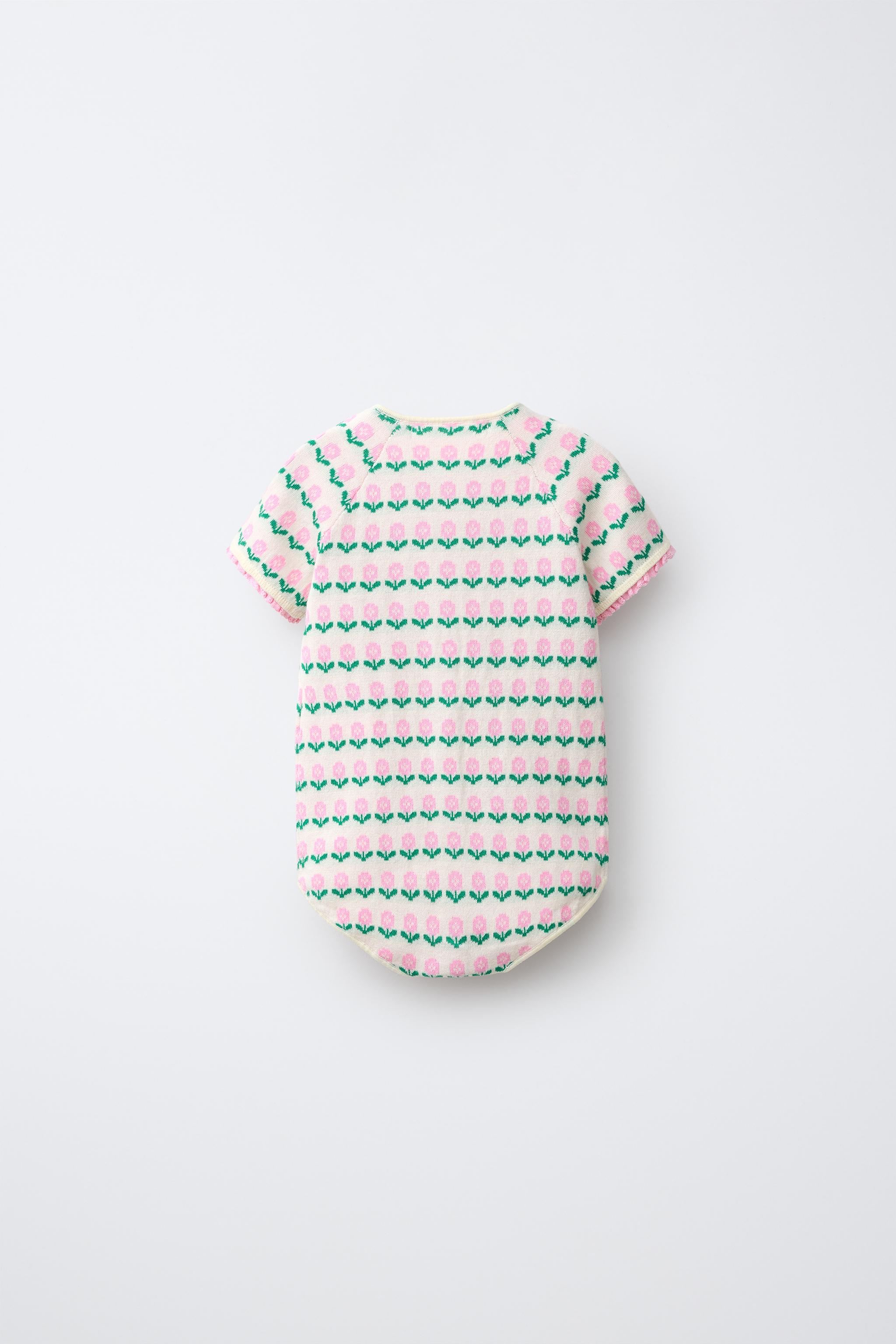 Детские комбинезоны Zara FLORAL JACQUARD KNIT ROMPER — фото 3