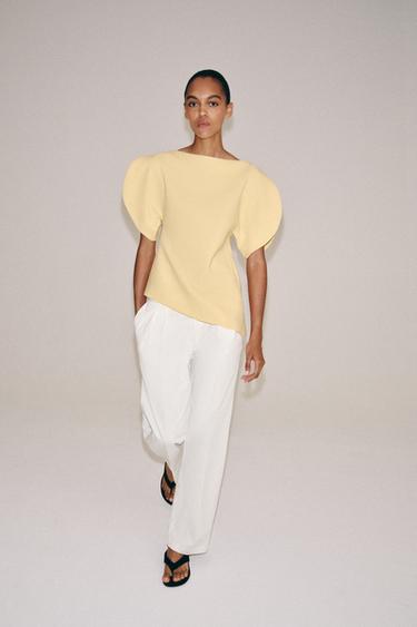 TOP بأكمام منفوخة ZW COLLECTION - أصفر الخاص بـ Zara - صورة 0