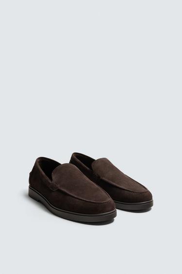 Zara CASUAL LEATHER LOAFERS - Chocolate