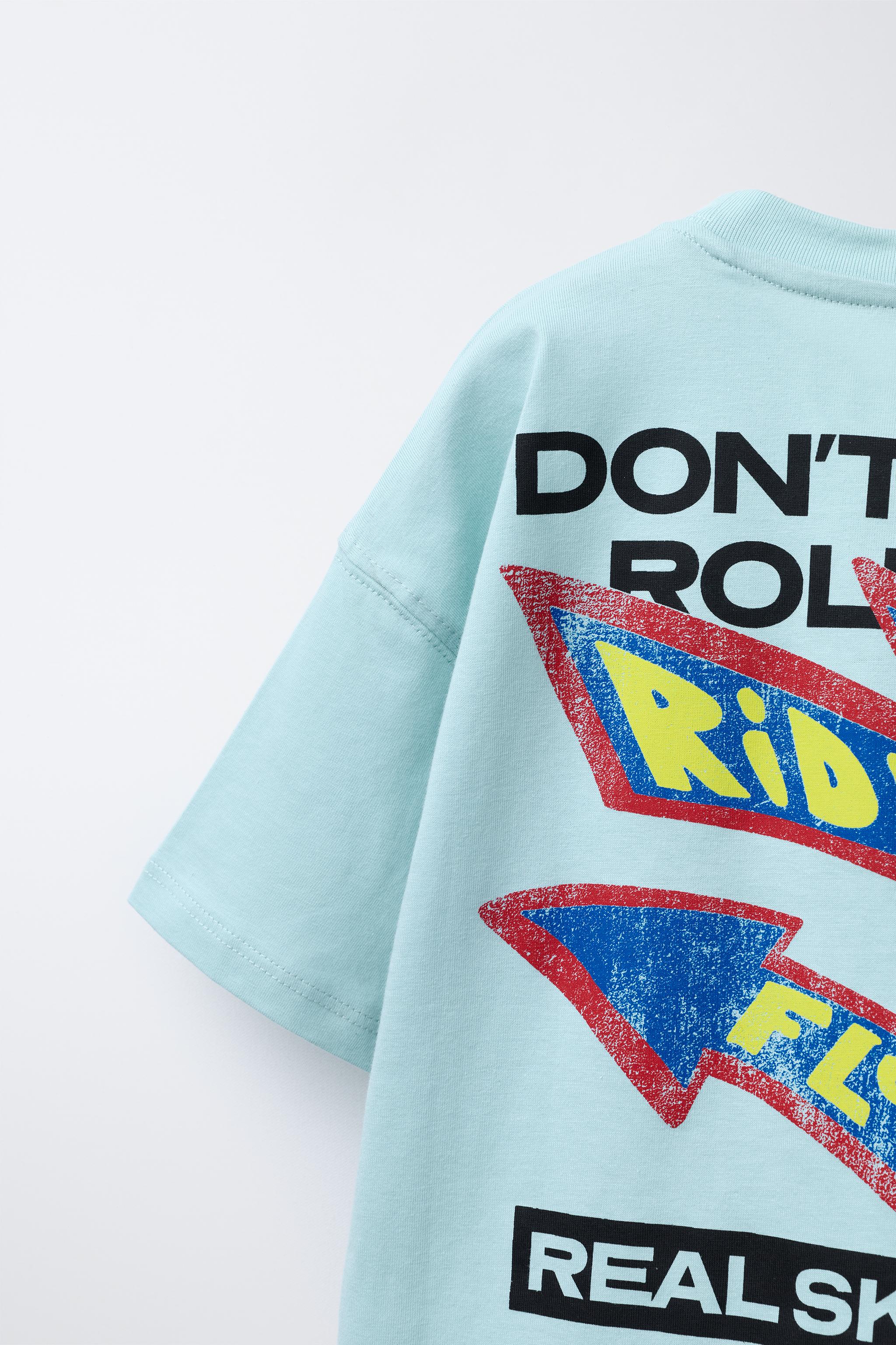 ★ドイツ発*ZARA*新作*SLOGAN レイズドパネルTシャツ/BLUE★ 00613650401-e1.jpg?ts=