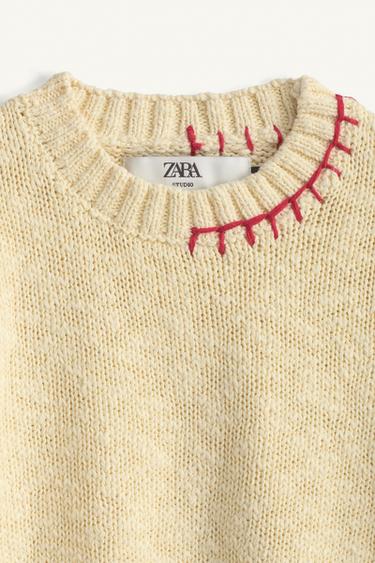 JERSEY PUNTO PESPUNTES LIMITED EDITION - Crudo / Rojo de Zara