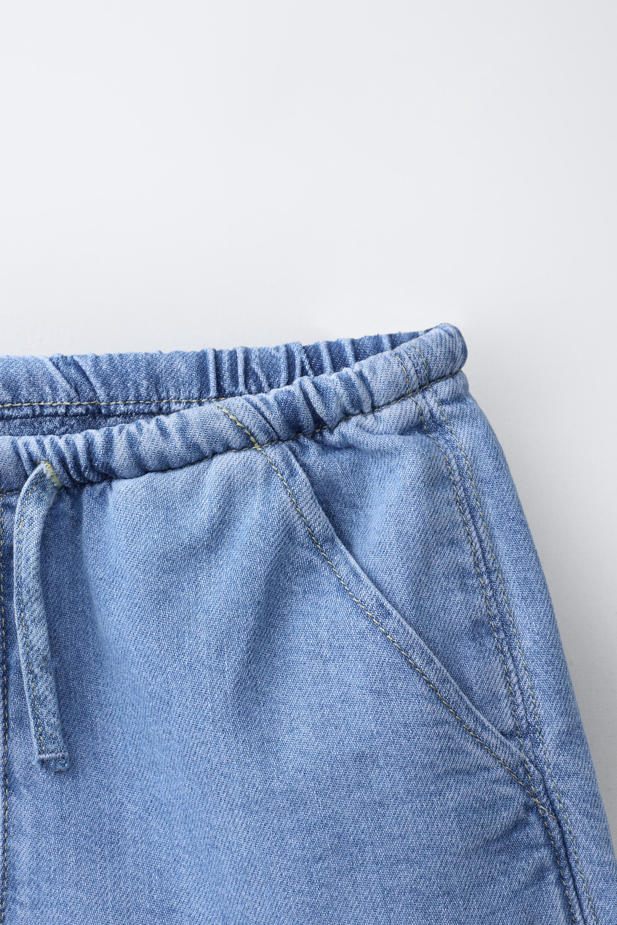 DRAWSTRING DENIM BERMUDA SHORTS