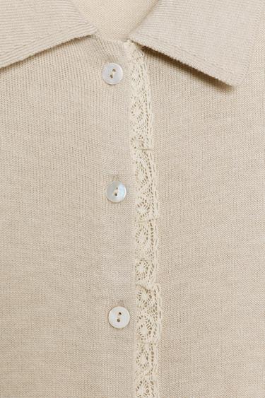 SHORT SLEEVE LACE KNIT CARDIGAN - stone by Zara - Image 7
