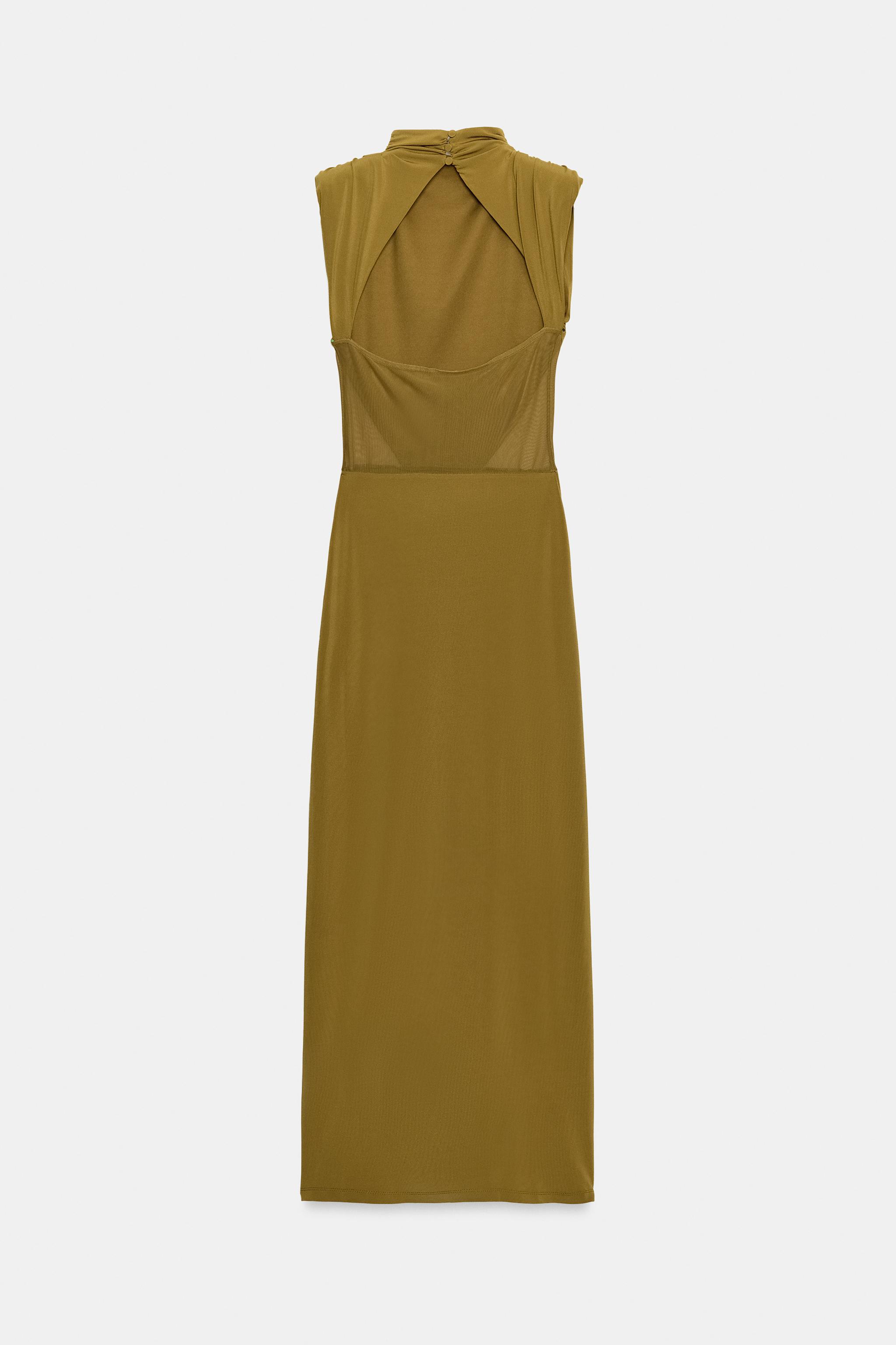 COMBINED MIDI DRESS WITH SHOULDER PADS