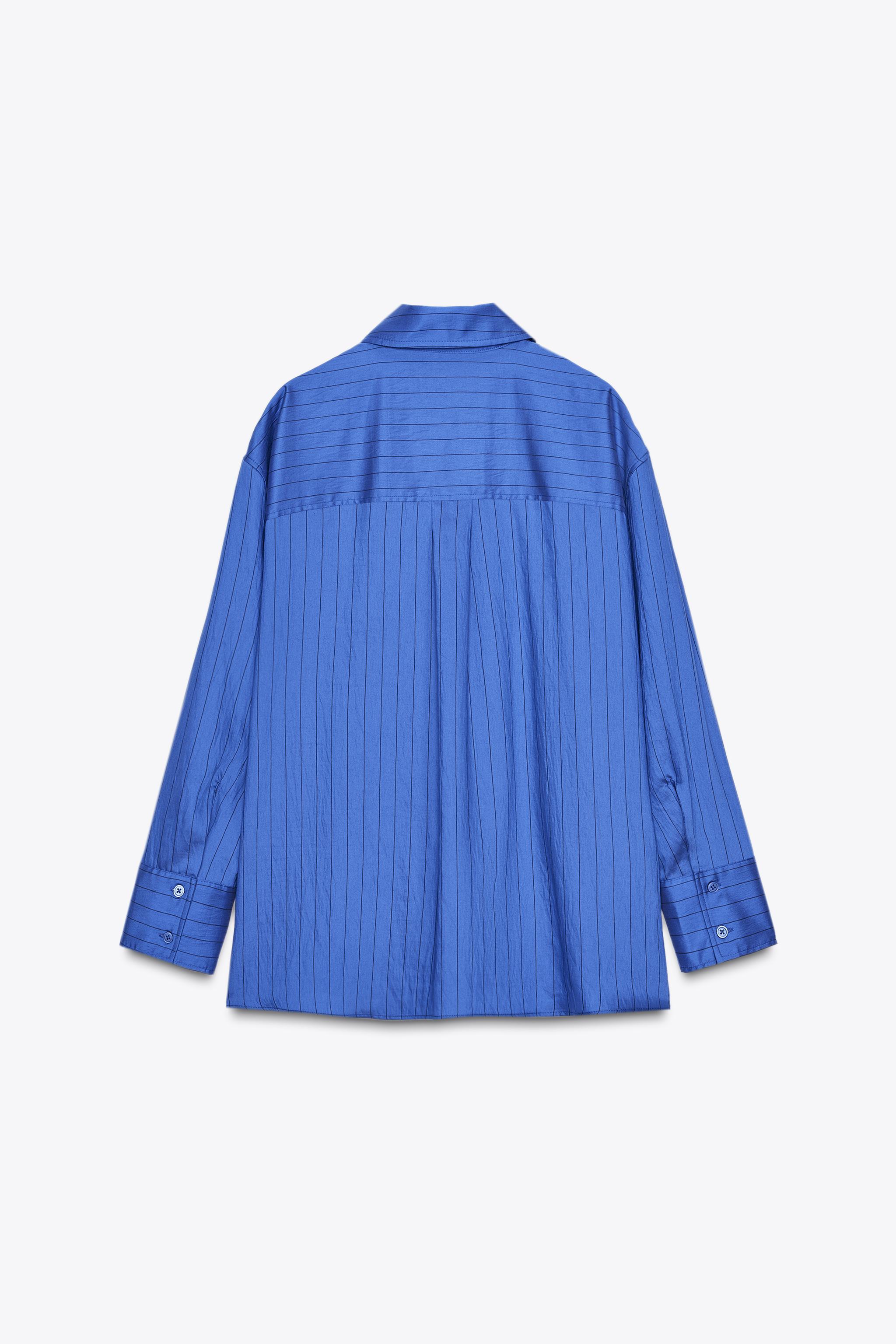 ZW COLLECTION OVERSIZED STRIPED SHIRT - Blue / Black | ZARA