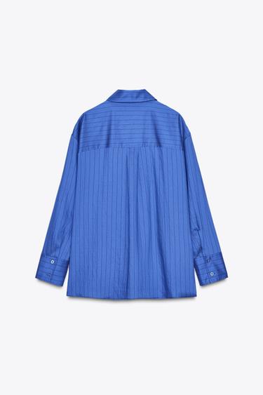 OVERSIZE STRIPED SHIRT ZW COLLECTION - blue/black by Zara - Image 5