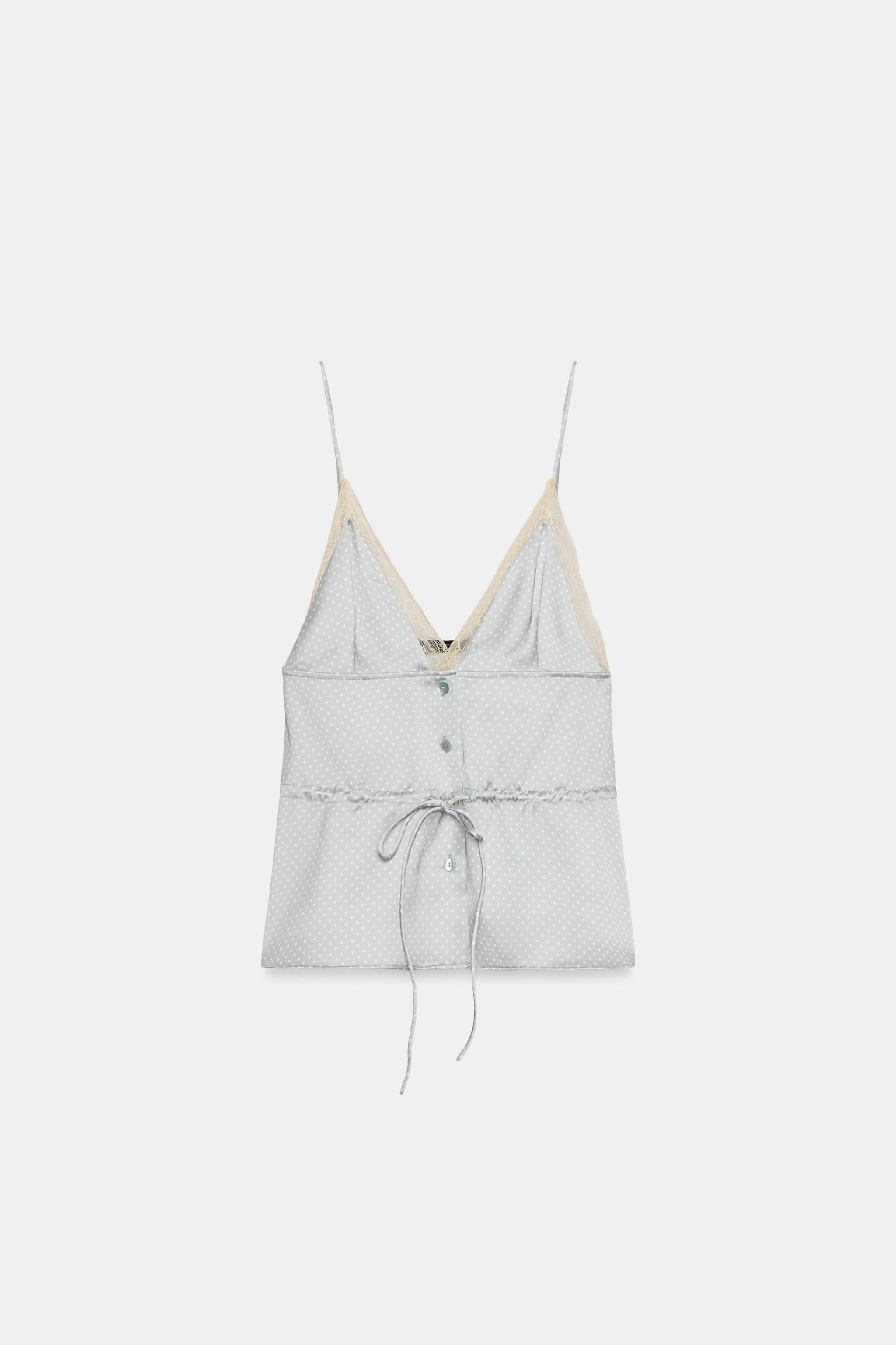 SATIN LACE TOP - White / Grey | ZARA Hungary / Magyarország