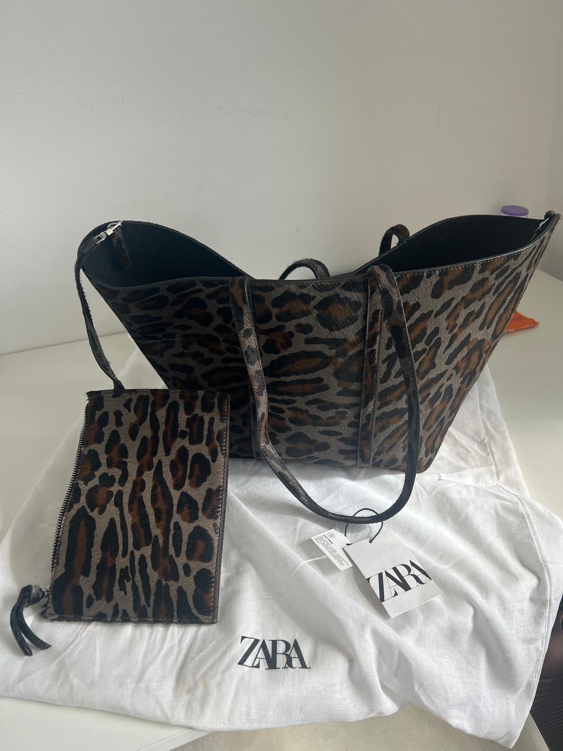 LEATHER ANIMAL PRINT SHOPPER BAG - Image 5