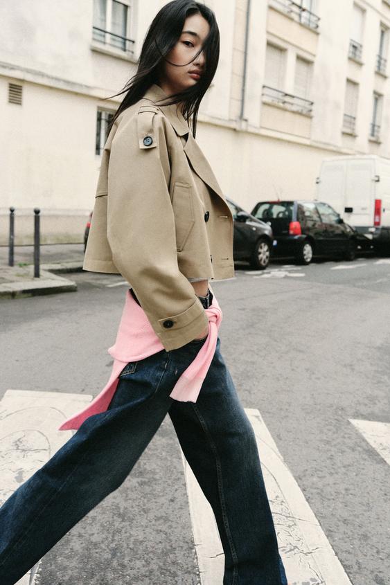 CROPPED CROSSOVER TRENCH COAT