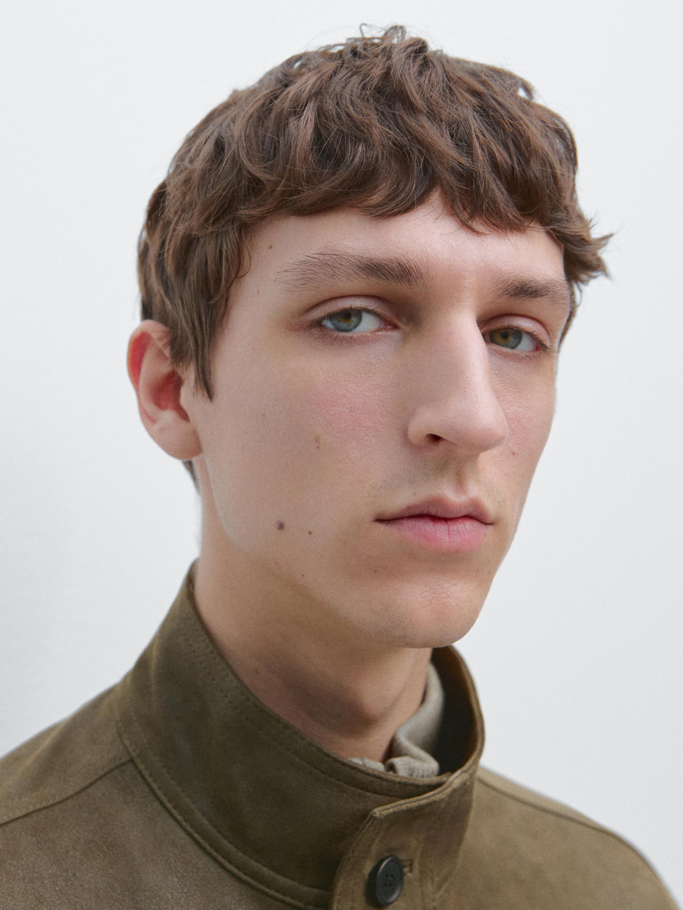 Veste en cuir caprin effet usé