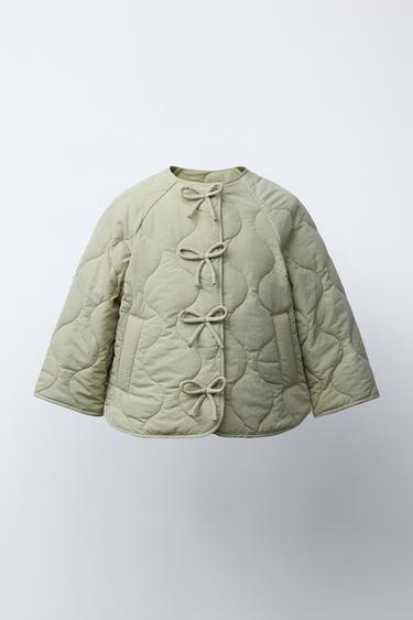 CAZADORA ACOLCHADA LAZOS - Verde claro de Zara